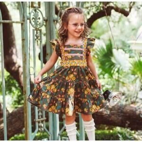 Wildflowers Autumn Leaves Boutique Dress Size 2T - Picture 3 of 8